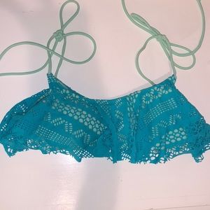 Ruffle blue bikini top